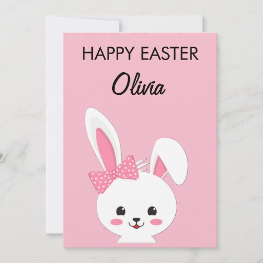 Personalized Cute Bunny Easter Kids Custom Name シーズンカード (正面)
