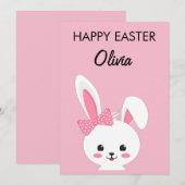 Personalized Cute Bunny Easter Kids Custom Name シーズンカード (正面/裏面)