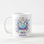 Personalized Cute Cancer Zodiac Crab Astrology コーヒーマグカップ (左)
