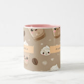 Personalized Cute Cappuccino Pattern ツートーンマグカップ (中央)