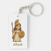 Personalized Cute Cartoon Athena Greek Goddess  キーホルダー (裏面)