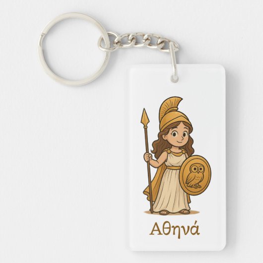 Personalized Cute Cartoon Athena Greek Goddess  キーホルダー (正面)