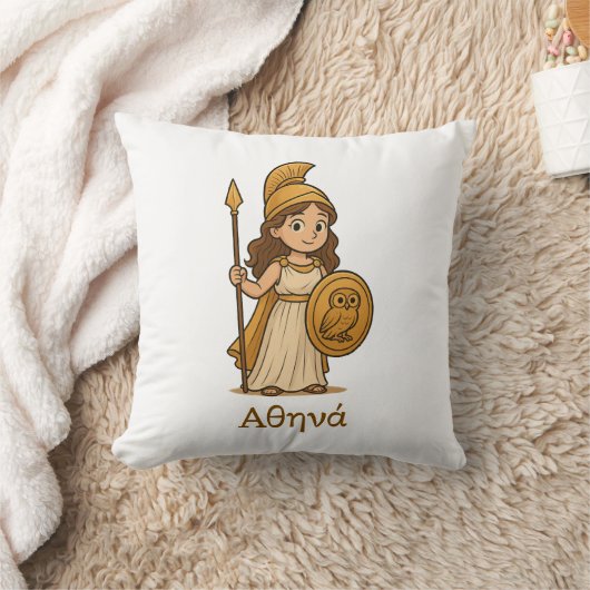 Personalized Cute Cartoon Athena Greek Goddess クッション (ブランケット)