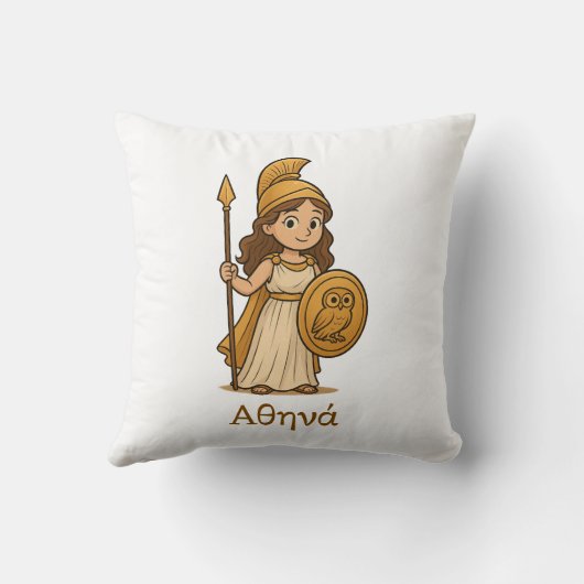 Personalized Cute Cartoon Athena Greek Goddess クッション (裏面)