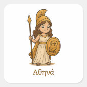 Personalized Cute Cartoon Athena Greek Goddess スクエアシール (正面)