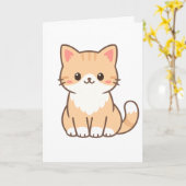 Personalized Cute Cat Gift – Custom Pet Name Minim カード (黄色い花)