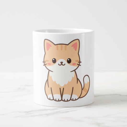 Personalized Cute Cat Gift – Custom Pet Name Minim ジャンボコーヒーマグカップ (正面)