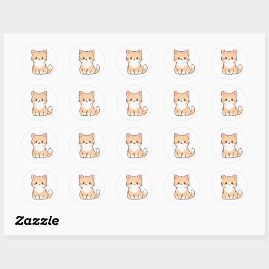 Personalized Cute Cat Gift – Custom Pet Name Minim ラウンドシール (シート)