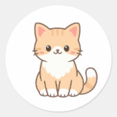 Personalized Cute Cat Gift – Custom Pet Name Minim ラウンドシール (正面)