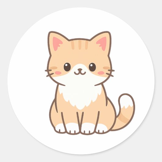 Personalized Cute Cat Gift – Custom Pet Name Minim ラウンドシール (正面)