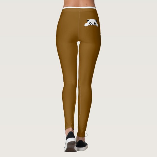 Personalized Cute Cat Pet Brown White Stripes Gift レギンス (裏面)