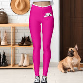 Personalized Cute Cat Pet Pink White Stripes Gift レギンス