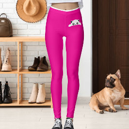 Personalized Cute Cat Pet Pink White Stripes Gift レギンス