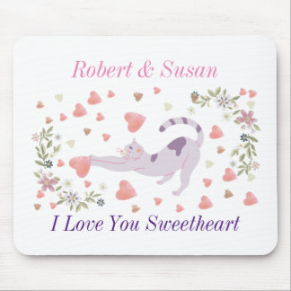 Personalized Cute Cat Valentine Gift for Couples マウスパッド