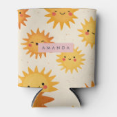 Personalized Cute Cheerful Smiling Sun  缶クーラー (正面)