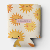 Personalized Cute Cheerful Smiling Sun  缶クーラー (裏面)