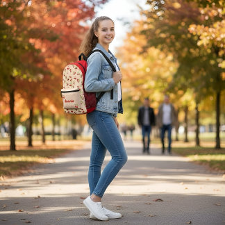 Personalized Cute Cherry Dessert  プリントバックパック