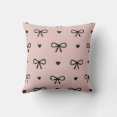 Personalized Cute Chic Pink Bow & Heart Pattern クッション (裏面)