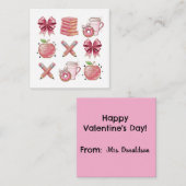 Personalized Cute Chic Pink Teacher School ノートカード (正面/裏面)