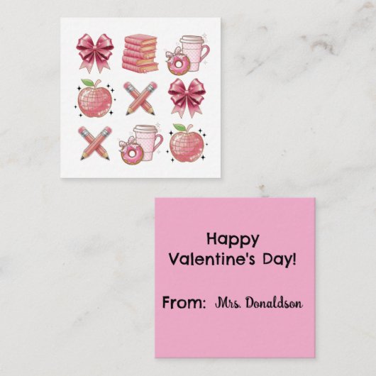 Personalized Cute Chic Pink Teacher School ノートカード (正面/裏面)