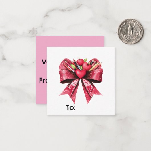 Personalized Cute Chic Pink Teacher School ノートカード (正面/裏面インサイチュ)