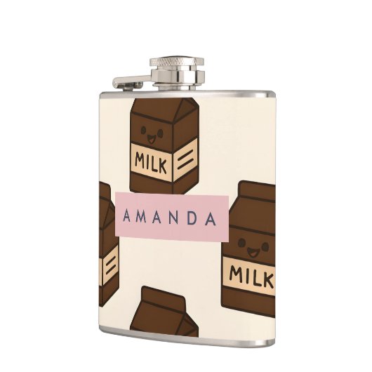 Personalized Cute Chocolate Milk Carton  フラスク (左)