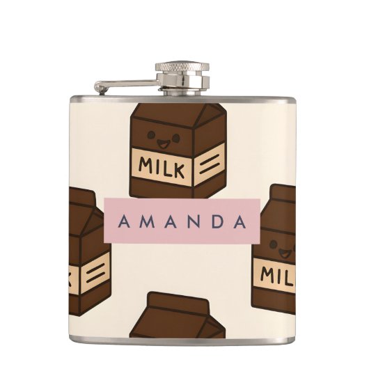 Personalized Cute Chocolate Milk Carton  フラスク (正面)