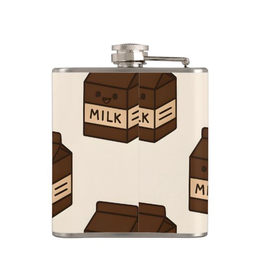 Personalized Cute Chocolate Milk Carton  フラスク (裏面)