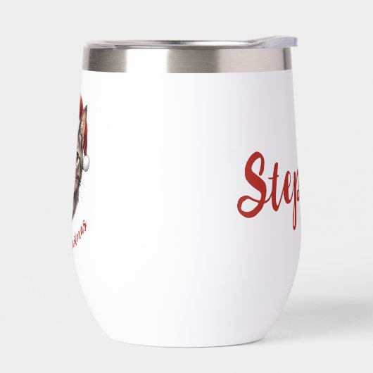 Personalized Cute Christmas Cat with Santa Hat (左面)