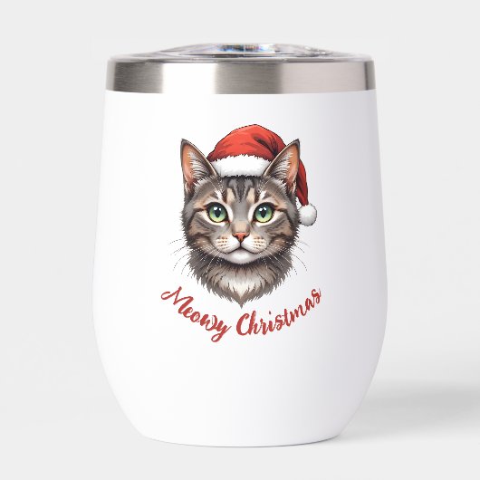 Personalized Cute Christmas Cat with Santa Hat (正面)