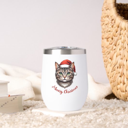 Personalized Cute Christmas Cat with Santa Hat (リビング (回転後))