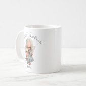 Personalized Cute Christmas Fairy Girl and Teddy   コーヒーマグカップ (正面左)