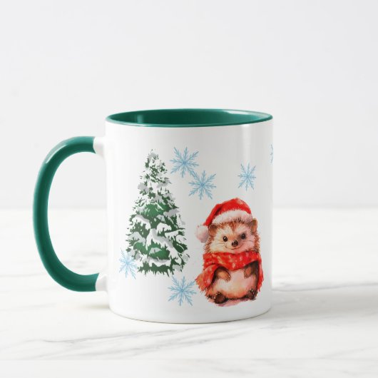  Personalized Cute Christmas Hedgehog Coff Custom  マグカップ (左)