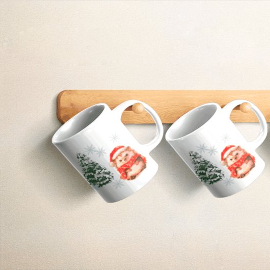 Personalized Cute Christmas Hedgehog Coff Custom マグカップ