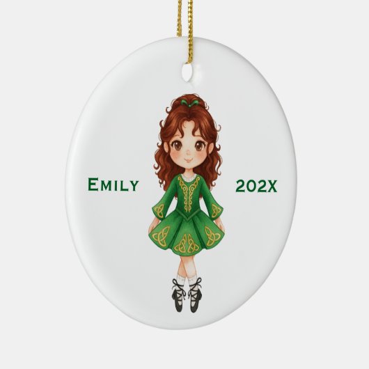 Personalized Cute Christmas Irish Girl Step Dance セラミックオーナメント (右)