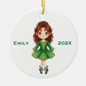 Personalized Cute Christmas Irish Girl Step Dance セラミックオーナメント (正面)