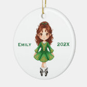 Personalized Cute Christmas Irish Girl Step Dance セラミックオーナメント (左)