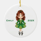 Personalized Cute Christmas Irish Girl Step Dance セラミックオーナメント (裏面)
