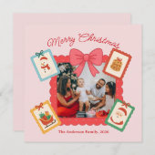 Personalized Cute Christmas Photo Collage  シーズンカード (正面/裏面)
