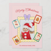 Personalized Cute Christmas Photo Collage  シーズンカード (正面/裏面)