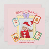 Personalized Cute Christmas Photo Collage  シーズンカード (正面/裏面)