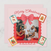 Personalized Cute Christmas Photo Collage  シーズンカード (正面/裏面)