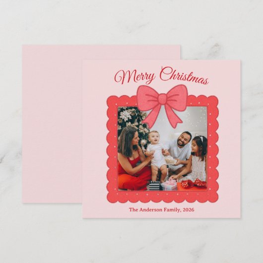 Personalized Cute Christmas Photo Collage シーズンカード (正面/裏面)