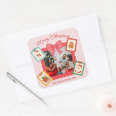 Personalized Cute Christmas Photo Collage  スクエアシール (封筒)