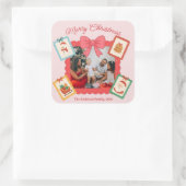 Personalized Cute Christmas Photo Collage  スクエアシール (バッグ)