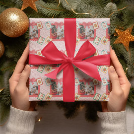 Personalized Cute Christmas Photo Collage  ラッピングペーパー