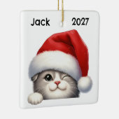 Personalized Cute Christmas Scottish Fold Cat セラミックオーナメント (右)