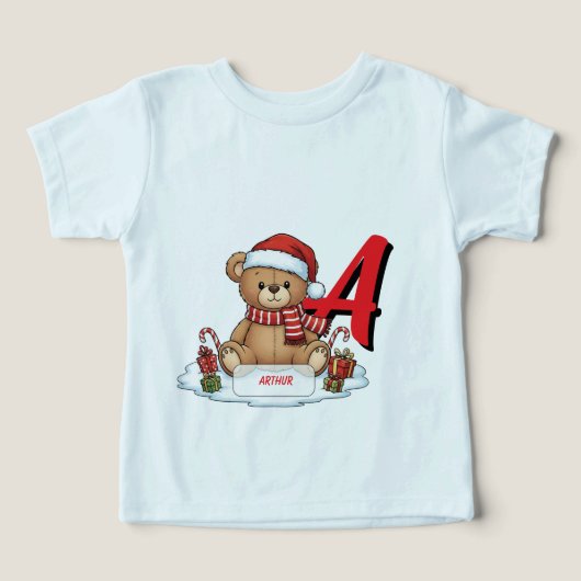 Personalized Cute Christmas Teddy Bear Kids  (デザイン正面)