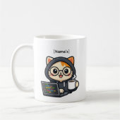 Personalized Cute Coder Cat Coffee Mug コーヒーマグカップ (左)