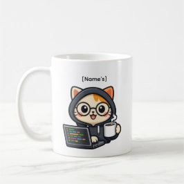 Personalized Cute Coder Cat Coffee Mug コーヒーマグカップ